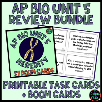 Preview of AP Bio Unit 5 Review Bundle Task Cards and Boom Cards