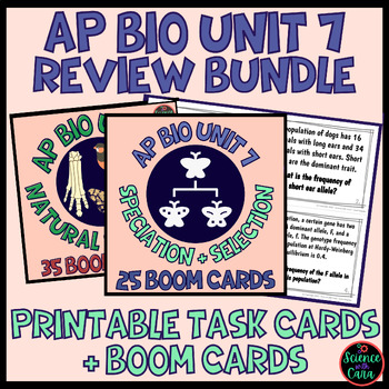 Preview of AP Bio Unit 7 Review Bundle Task Cards and Boom Cards