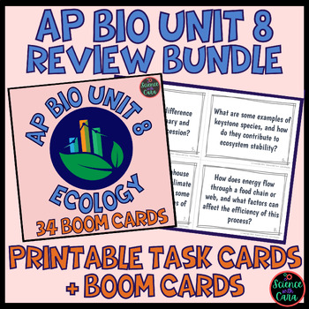 Preview of AP Bio Unit 8 Review Bundle Task Cards and Boom Cards
