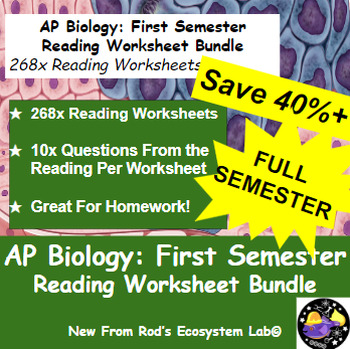 Preview of AP Biology COMPLETE First Semester Reading Worksheet Bundle *Editable*