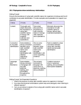 Preview of AP Biology Campbell - Chapter 20: Phylogeny - Text Analysis Questions