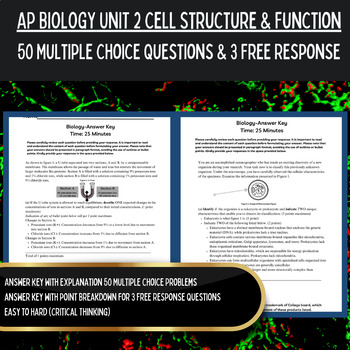 Preview of AP Biology Curriculum BUNDLE | Unit 2 Cell Structure | FRQs & MCQs Worksheets