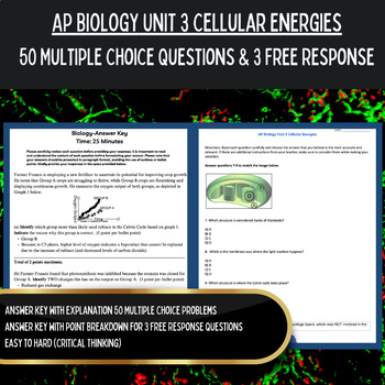 Preview of AP Biology Curriculum BUNDLE | Unit 3 Cellular Energetics FRQs & MCQs Worksheets