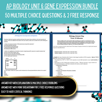 Preview of AP Biology Curriculum BUNDLE | Unit 6 Gene Expression FRQs &  MCQs Worksheets