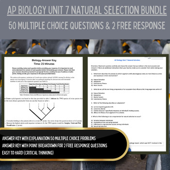Preview of AP Biology Curriculum BUNDLE | Unit 7 Natural Selection FRQs & MCQs Worksheets