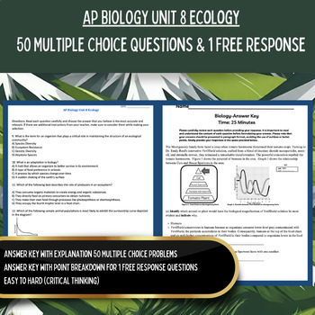 Preview of AP Biology Curriculum BUNDLE | Unit 8 Ecology 1 FRQs & 50 MCQs Worksheets