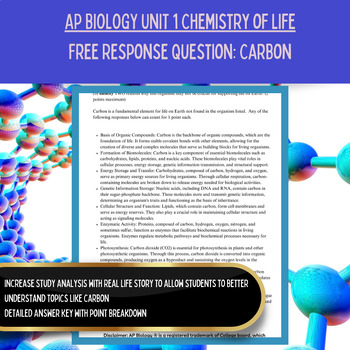 Preview of AP Biology Curriculum | Unit 1 Free Response Question FRQ | Carbon Worksheet