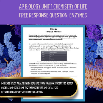 Preview of AP Biology Curriculum | Unit 1 Free Response Question FRQ | Enzymes Worksheet