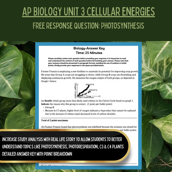 Preview of AP Biology Curriculum | Unit 3 Free Response Question FRQ | Photosynthesis