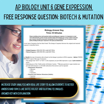 Preview of AP Biology Curriculum | Unit 6 Free Response Question FRQ | Biotech Worksheets