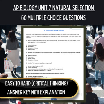 Preview of AP Biology Curriculum | Unit 7 50 Multiple Choice | Natural Selection Worksheets