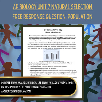 Preview of AP Biology Curriculum | Unit 7 Free Response Question FRQ | Natural Selection