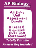 AP Biology Eight Unit Assessment Bundle (Tests and Quizzes)
