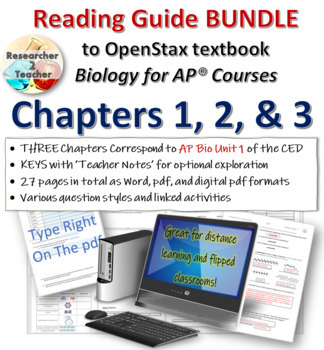 Preview of AP Biology Unit 1 Corresponding Reading Guide to Chapters 1, 2 and 3 of OpenStax