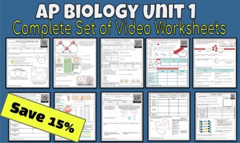 Preview of AP Biology Unit 1 Video Notes/Worksheets BUNDLE