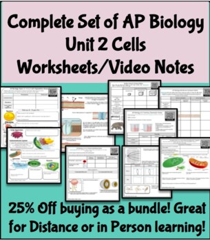 Preview of AP Biology Unit 2 Cells Worksheets/Video Notes Bundle!