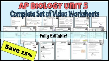 Preview of AP Biology Unit 5 Genetics Video Worksheets Editable Google Slides