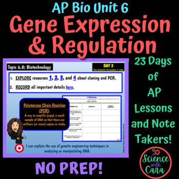 Preview of AP Biology Unit 6 Gene Expression & Regulation Content and Note Takers