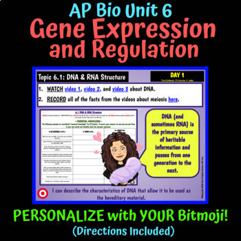 AP Biology Unit 6 Gene Expression & Regulation Content and Note Takers