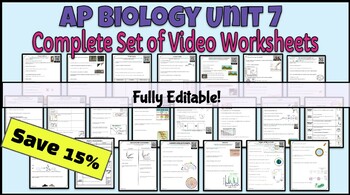 Preview of AP Biology Unit 7 Complete Set of Video Worksheets