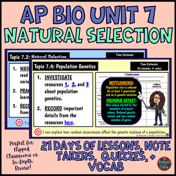 Preview of AP Biology Unit 7 Natural Selection Lesson, Note, and Review Bundle - NO PREP