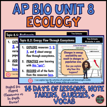 Preview of AP Biology Unit 8 Ecology Lesson, Note, and Review Bundle - NO PREP