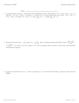 Preview of AP CALC:  Chapter 4 Review