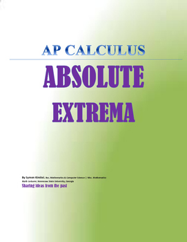 Preview of AP CALCULUS AB - FIND THE ABSOLUTE EXTREMA [MAX/MIN] VALUES OF F(X)