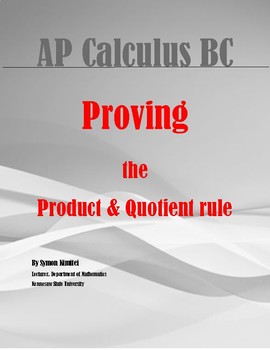 Preview of AP CALCULUS BC - PROOFS: PRODUCT AND QUOTIENT RULE