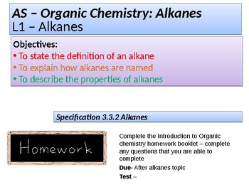 Preview of AP CHEMISTRY Alkanes Lesson 1 + 2 Alkane introduction + fractional distillation