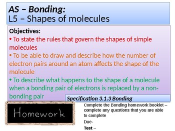 Preview of AP CHEMISTRY Bonding complete lesson package, homework and assessments