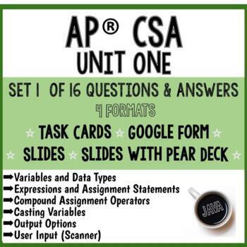 Preview of AP® CSA - Unit 1 Practice Set 1