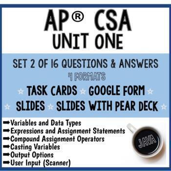 Preview of AP® CSA - Unit 1 Practice Set 2