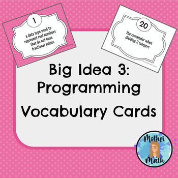Preview of AP® CSP Big Idea 3 Vocabulary Cards