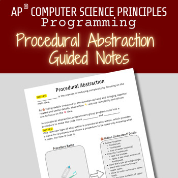 Preview of AP® CSP - Procedural Abstraction Unplugged Activity