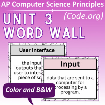 Preview of AP CSP - Unit 3 Word Wall - for Code.org AP Computer Science Principles