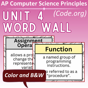 Preview of AP CSP - Unit 4 Word Wall - for Code.org AP Computer Science Principles