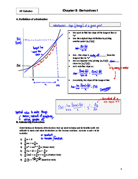 Preview of AP Calculus: 03 - Derivatives I - Teacher