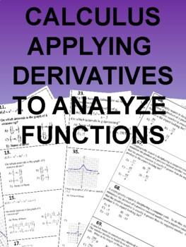 Preview of AP Calculus 130 Multiple Choice or FRQ Questions on Unit 5 Applying Derivatives