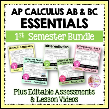 Preview of AP Calculus AB & BC Essentials and Assessments (1st Semester) | Flamingo Math