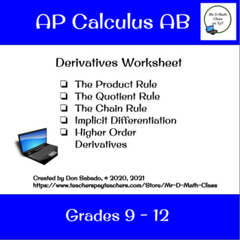 Ap Calculus Ab Derivatives Worksheet By Mr D Math Class Tpt