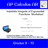 Indefinite Integrals of Exponential Functions Worksheet in