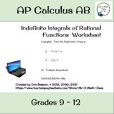Indefinite Integrals of Rational Functions Worksheet in AP