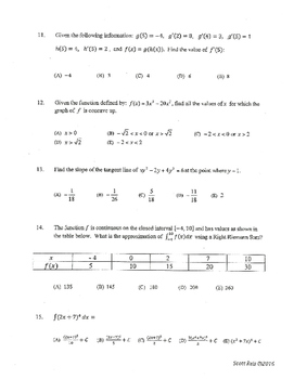 1998 ap calculus ab multiple choice questions
