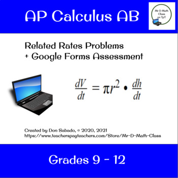 Preview of AP Calculus AB - Related Rates Problems + Google Forms Assessment