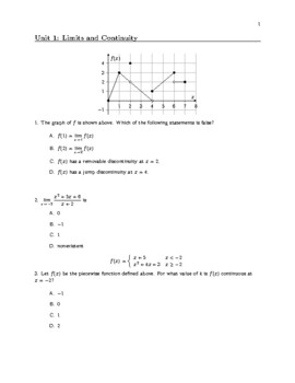 ap ab calculus released multiple choice questions