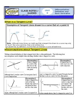 Preview of AP Calculus AB - Unit 2 Guided Practice/Lecture Notes (DOC)