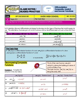 Preview of AP Calculus AB - Unit 3 - Guided Practice/Class Notes - SOLUTIONS