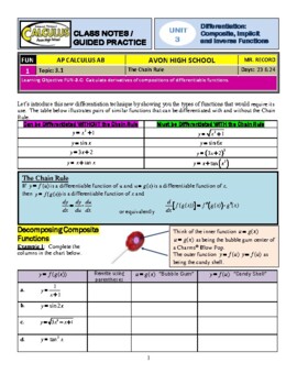Preview of AP Calculus AB - Unit 3 Guided Practice/Lecture Notes (PDF)