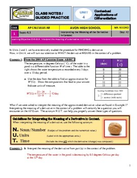 Preview of AP Calculus AB - Unit 4 - Guided Practice/Class Notes - SOLUTIONS